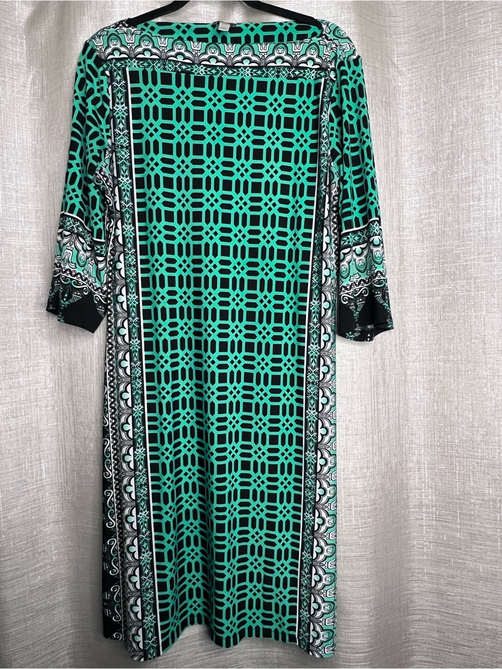 Haani Teal and Black Geometric Midi Dress XL